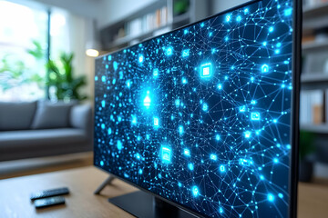 Digital Network Connections Visualization on Modern Television Screen