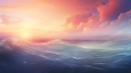 Obraz premium Faint rainbow stretching across the dramatic moody sky above crashing ocean waves in a stormy atmospheric coastal landscape