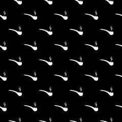 Smoking pipe with smoke icon isolated seamless pattern on black background