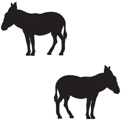 Donkey Silhouette, Donkey Vector Silhouette, Donkey cartoon Silhouette, Donkey illustration, Donkey icon Silhouette, Donkey Silhouette illustration