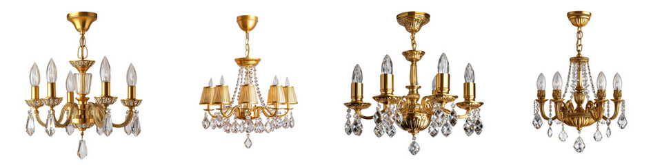 Elegant and ornate crystal chandeliers illuminating and decorating sophisticated and lavish interior spaces such as historic mansions palaces hotels and art galleries