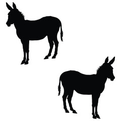 Donkey Silhouette, Donkey Vector Silhouette, Donkey cartoon Silhouette, Donkey illustration, Donkey icon Silhouette, Donkey Silhouette illustration