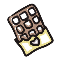 chocolate bar with love heart line doodle illustration 