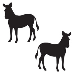 Fototapeta premium Donkey Silhouette, Donkey Vector Silhouette, Donkey cartoon Silhouette, Donkey illustration, Donkey icon Silhouette, Donkey Silhouette illustration