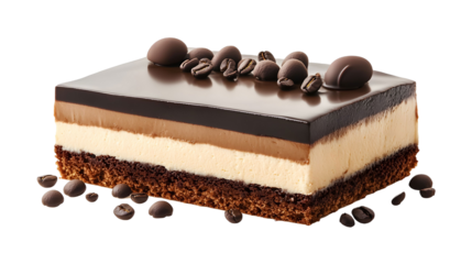 elegance opera cake with coffee and chocolate transparent background 