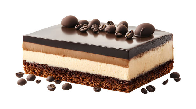 elegance opera cake with coffee and chocolate transparent background 