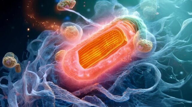 Conceptual animation of the biological cell and the mitochondria