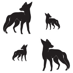 Fox Silhouette, Fox Vector Silhouette, Fox cartoon Silhouette, Fox illustration, Fox icon Silhouette, Fox Silhouette illustration