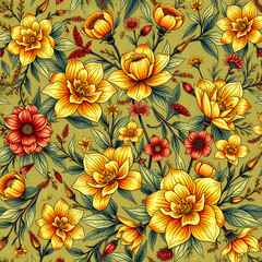 seamless pattern with yellow flowers