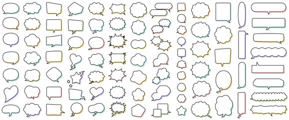 シンプルかわいい、春色の影付き吹き出しセット