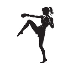 Female Boxer pose silhouette vector illustration