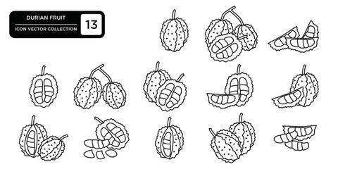 Durian fruit icon collection, editable and resizable vector icon templates