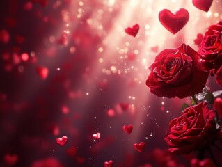 Romantic Valentine s Day Roses Hearts Love Background