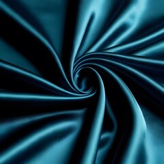 Swirling Teal Silk Fabric, Luxury Textile, Shiny Satin Background Texture