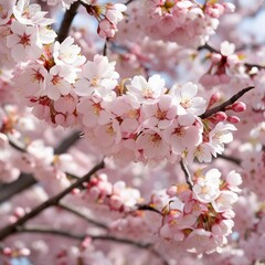 Obraz premium Delicate Pink Cherry Blossoms Bloom on Branch in Springtime