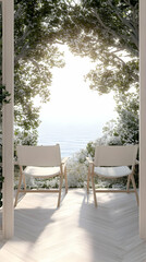 Ocean View Serenity: 3D Illustration