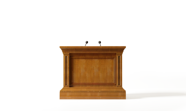 lectern with microphones on a transparent background