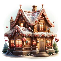 Whimsical Gingerbread House with Festive Holiday Decorations By Generated AI
