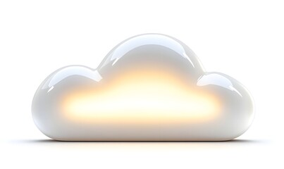 Fototapeta premium Glowing cloud storage icon on white.