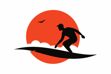silhouette of a surfer