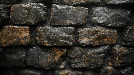 Wet stone wall background texture, rainy day