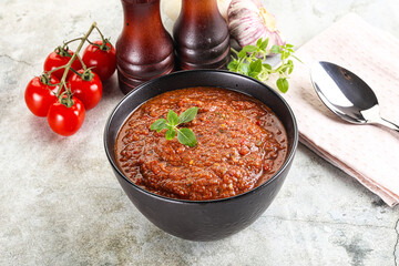 Spanish traditional gazpacho tomato soup