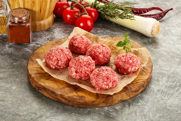 Raw beef meatball minced meat