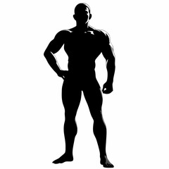 Naklejka premium A man is standing in a black and white photo. He is wearing a black shirt and black pants