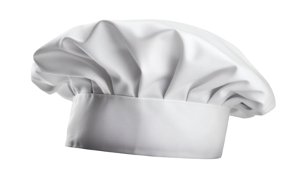 Chef's white hat with classic design, isolated on white background