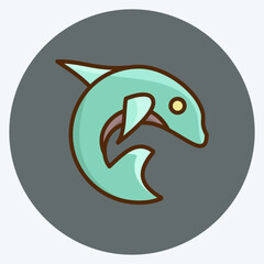 Naklejka premium Icon Sea Life. suitable for education symbol. flat style. simple design editable