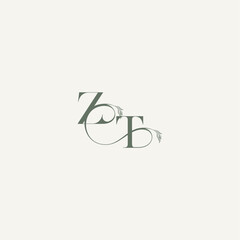 elegant and elegant logo TZ wedding concept monogram letter organic hairline logotype