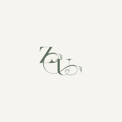 elegant and elegant logo UZ wedding concept monogram letter organic hairline logotype