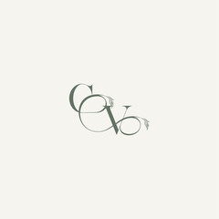 elegant and elegant logo VC wedding concept monogram letter organic hairline logotype
