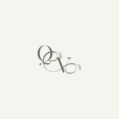 elegant and elegant logo VQ wedding concept monogram letter organic hairline logotype