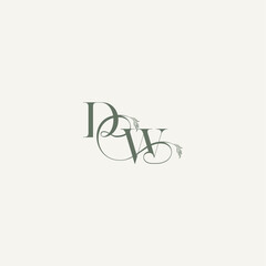 elegant and elegant logo WD wedding concept monogram letter organic hairline logotype