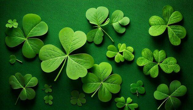 Green clover shamrock background; green clover shamrock  leaves; Happy St. Patrick's Day; green background; graphic resources; graphic elements