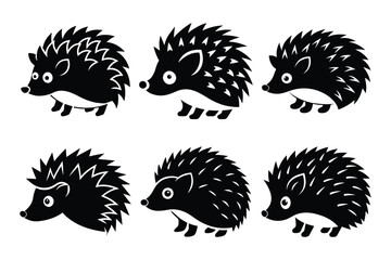 Hedgehog icon silhouette set vector illustration design with white background