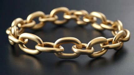 Fototapeta premium A gold bracelet with bold, chunky links on a matte black background for a striking contrast.