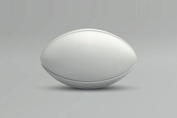 Minimalistic White Rugby Ball on Neutral Background
