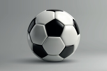 Fototapeta premium Classic Black and White Soccer Ball on Gray Background