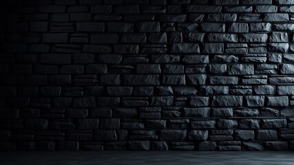 Fototapeta premium Dramatic Black Stone Wall Texture, High-Resolution Photography