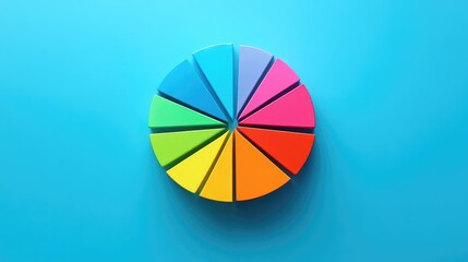 Obraz premium Vibrant pie chart with bright colors representing percentages and data analysis