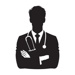 male doctor pose silhouette vector illustration  