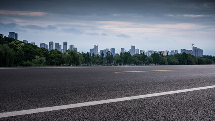 Urban Landscape with a Scenic Road and City Skyline View