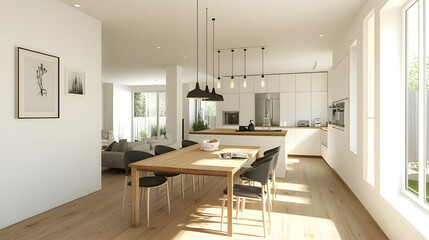 Bright dining area with simple decor, creating an inviting atmosphere.