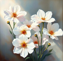 White Flowers Botanical Illustration: Realistic Watercolor Floral Art for Home Decor & Gardening