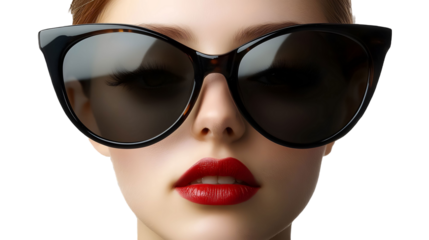 Embracing the cat-eye sunglasses isolated on a transparent background