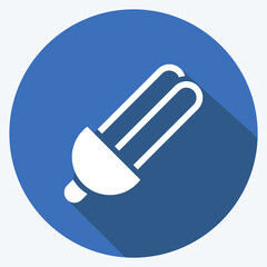 Icon Eco Bulb. suitable for education symbol. long shadow style. simple design editable