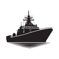 military ship silhouette vector illustration