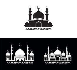Ramadan kareem vector set logo to welcome ramadan holy month of muslims template